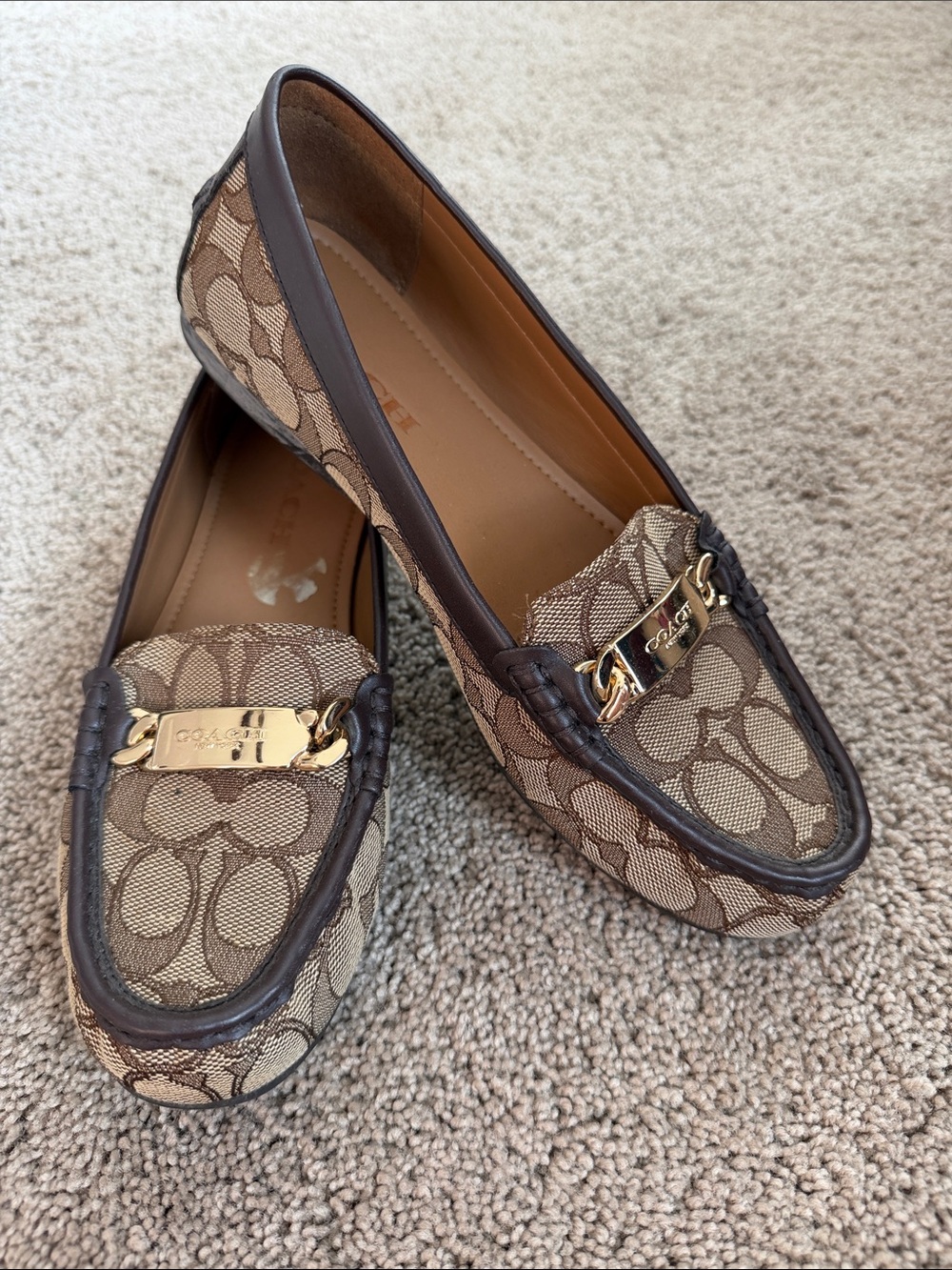 Coach Olive Signature Monogram Loafers Brown/Tan